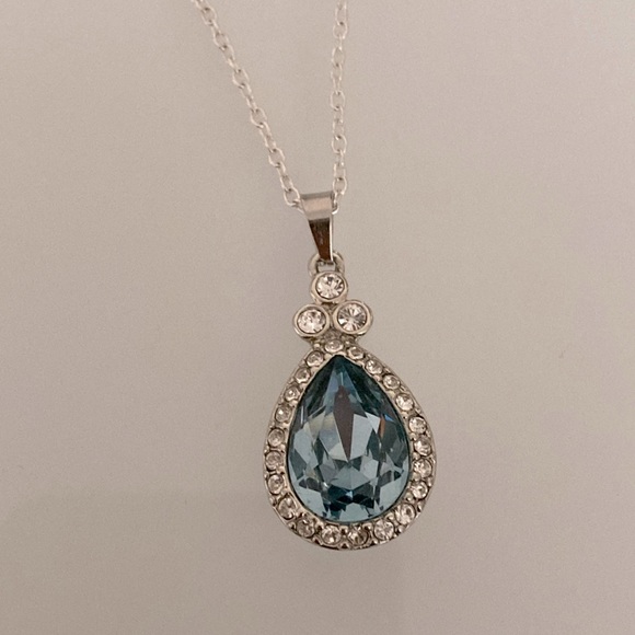 Givenchy Silver Necklace with Blue Teardrop Pendant - Picture 2 of 5